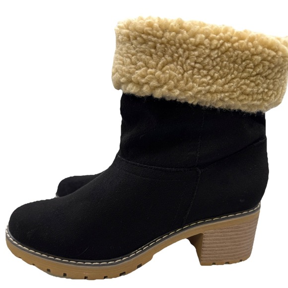 Maurices Boot Women Size‎ 8.5 Brown Crista Sherpa Collar Pull Ankle Bootie Faux - Picture 4 of 7